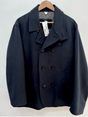 Lacoste Men's Dark Navy Double-Breasted Pea Coat